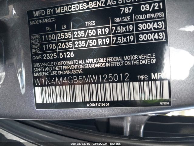 Photo 8 VIN: W1N4M4GB5MW125012 - MERCEDES-BENZ GLB 250 