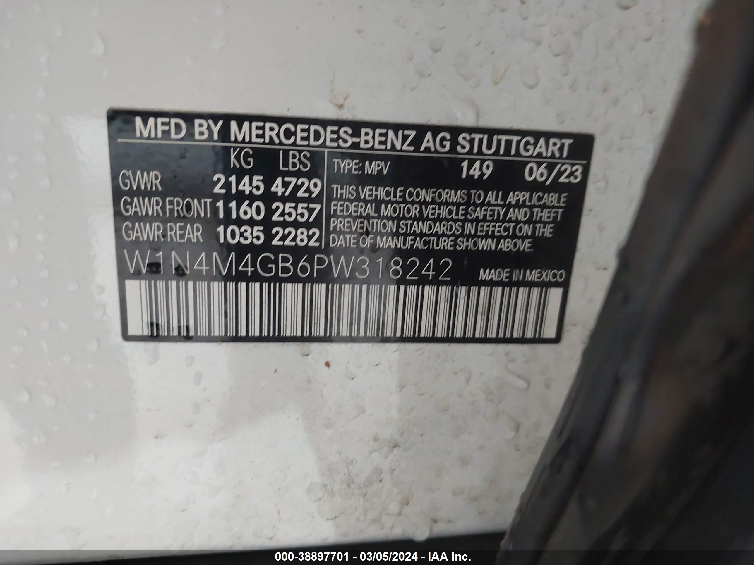 Photo 8 VIN: W1N4M4GB6PW318242 - MERCEDES-BENZ GLB 