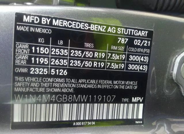 Photo 8 VIN: W1N4M4GB8MW119107 - MERCEDES-BENZ GLB 