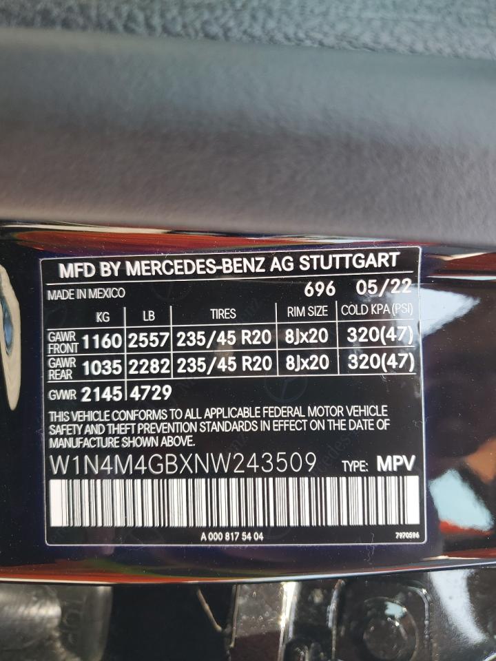 Photo 12 VIN: W1N4M4GBXNW243509 - MERCEDES-BENZ GLB 