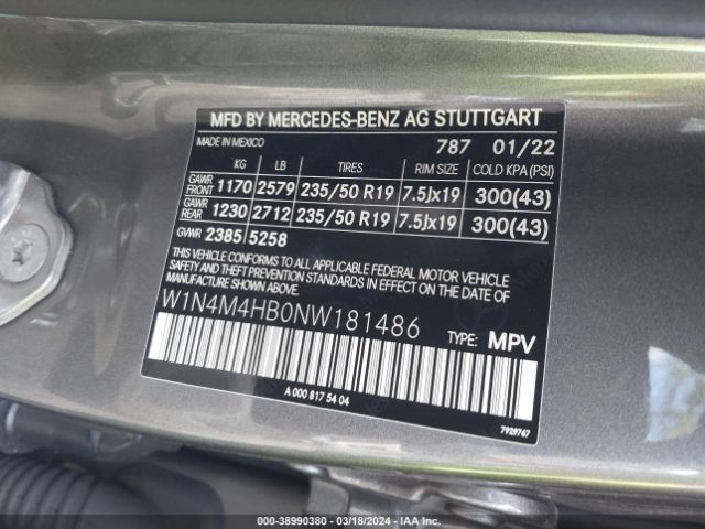 Photo 8 VIN: W1N4M4HB0NW181486 - MERCEDES-BENZ GLB 250 