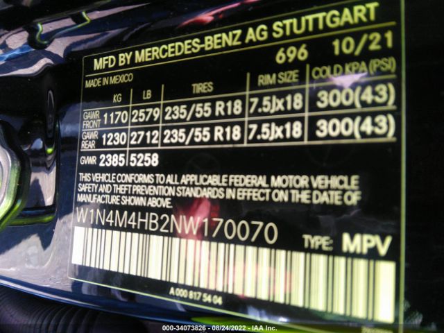 Photo 8 VIN: W1N4M4HB2NW170070 - MERCEDES-BENZ GLB 