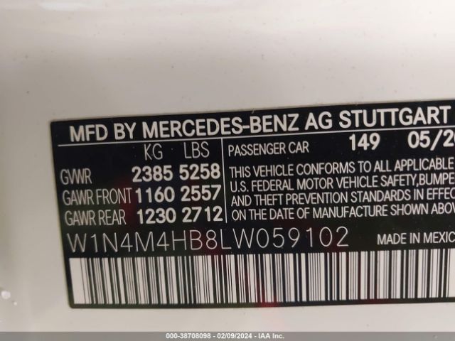 Photo 8 VIN: W1N4M4HB8LW059102 - MERCEDES-BENZ GLB 250 