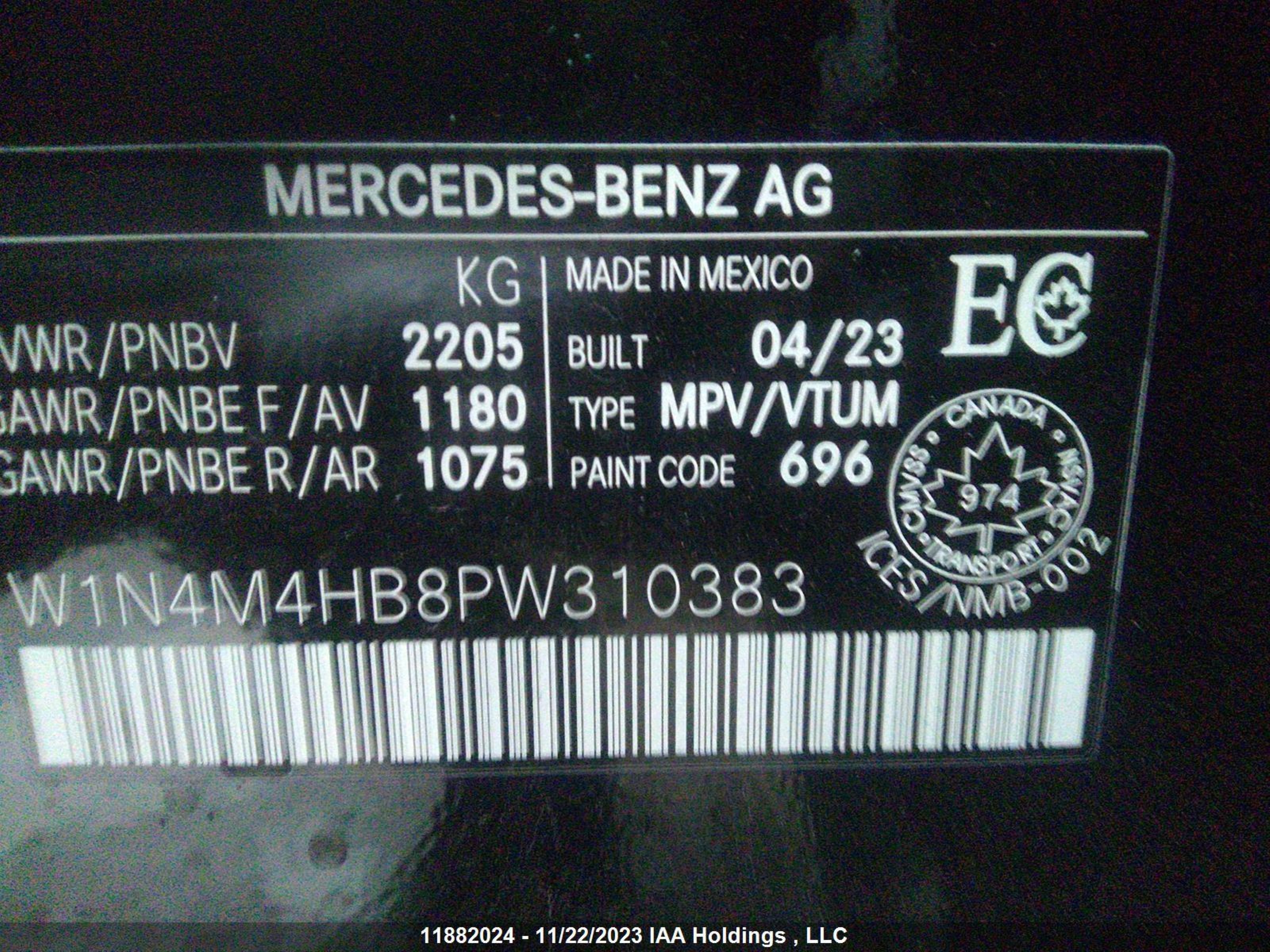 Photo 8 VIN: W1N4M4HB8PW310383 - MERCEDES-BENZ GLB 