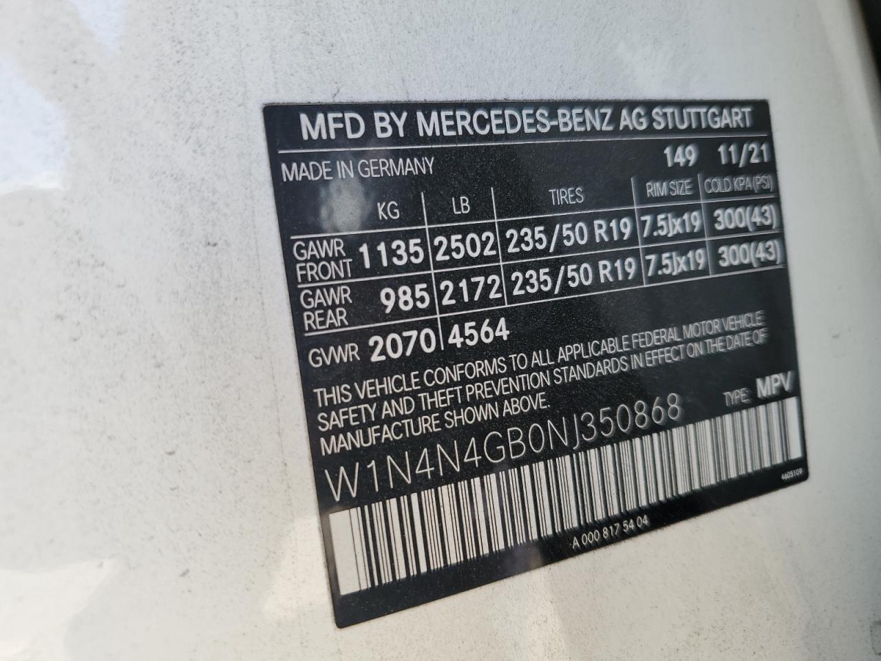 Photo 13 VIN: W1N4N4GB0NJ350868 - MERCEDES-BENZ GLA-KLASSE 