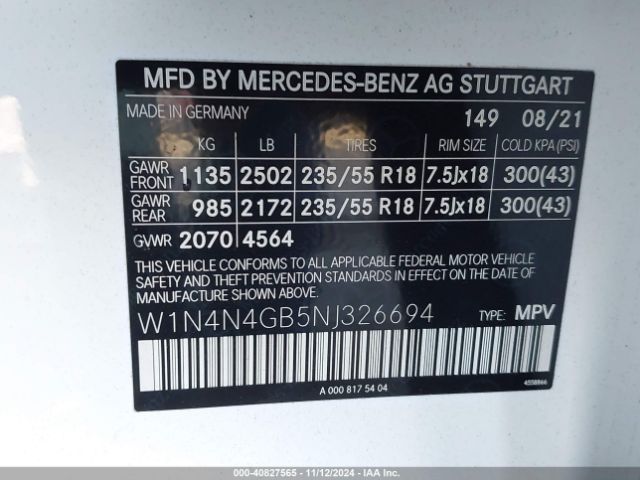 Photo 8 VIN: W1N4N4GB5NJ326694 - MERCEDES-BENZ GLA-CLASS 