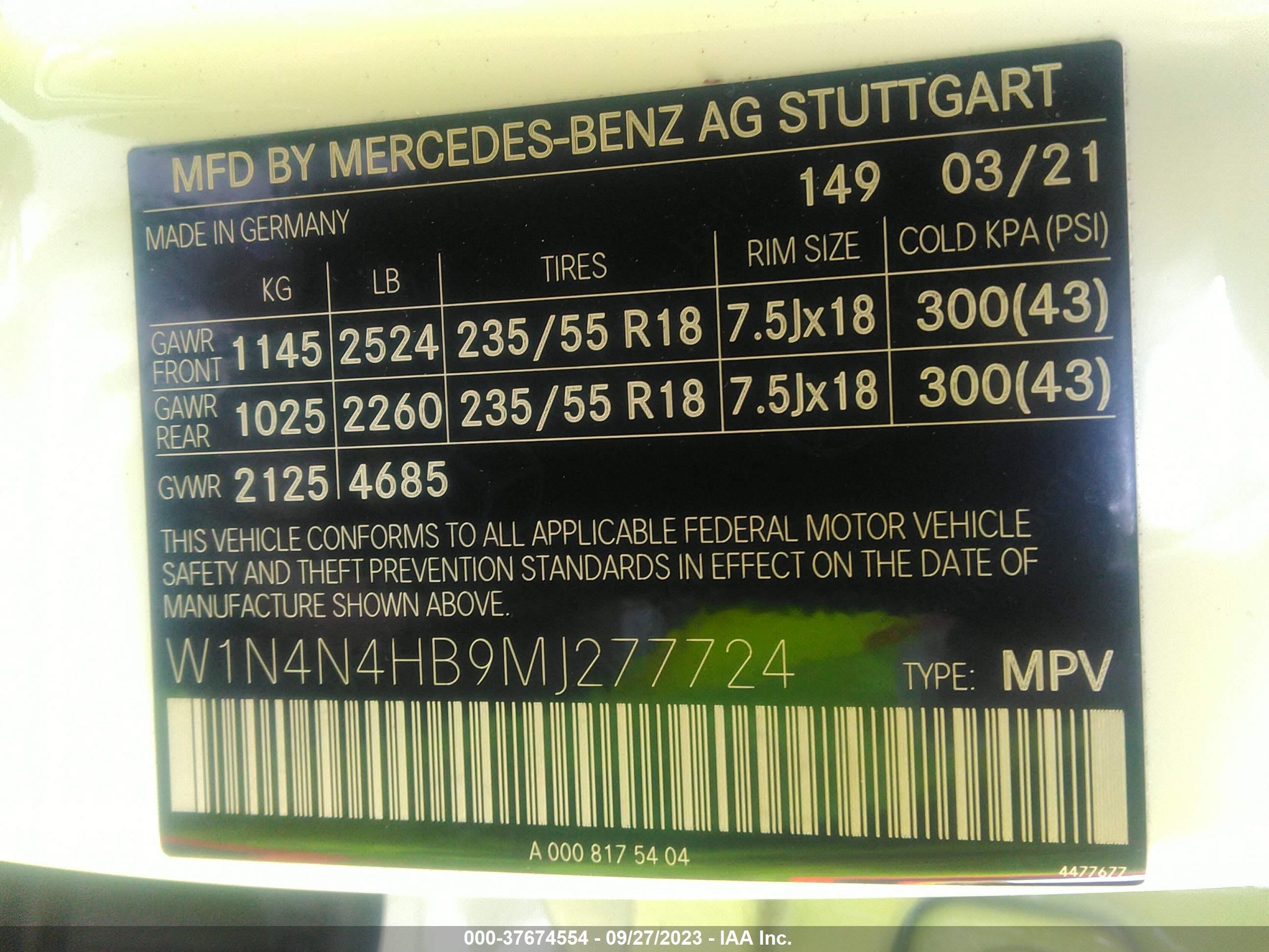 Photo 8 VIN: W1N4N4HB9MJ277724 - MERCEDES-BENZ GLA-KLASSE 