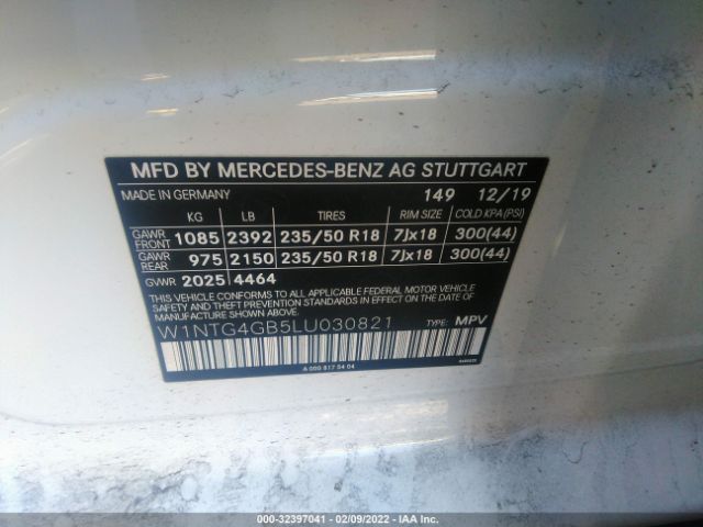 Photo 8 VIN: W1NTG4GB5LU030821 - MERCEDES-BENZ GLA 