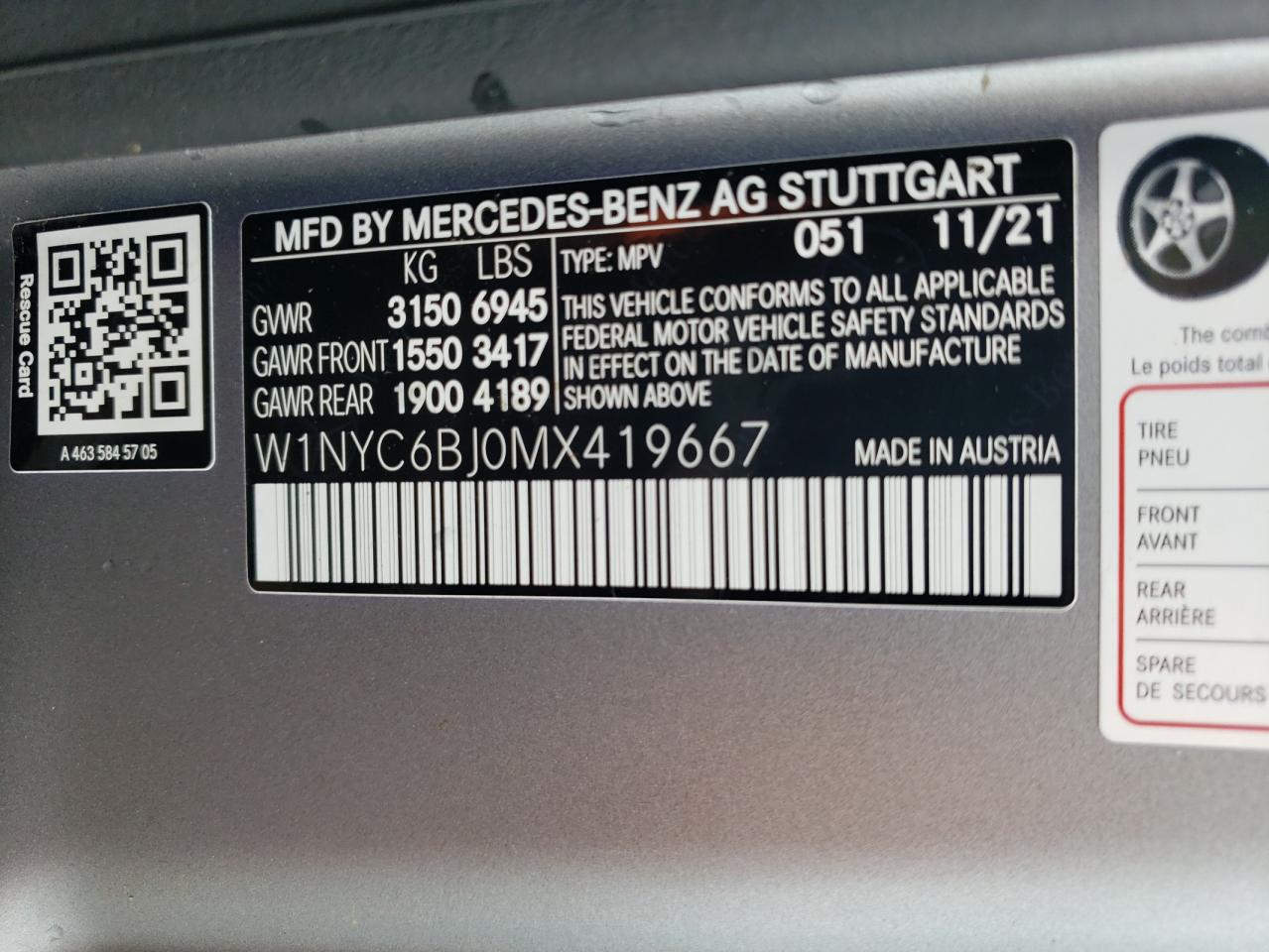 Photo 11 VIN: W1NYC6BJ0MX419667 - MERCEDES-BENZ G-KLASSE 