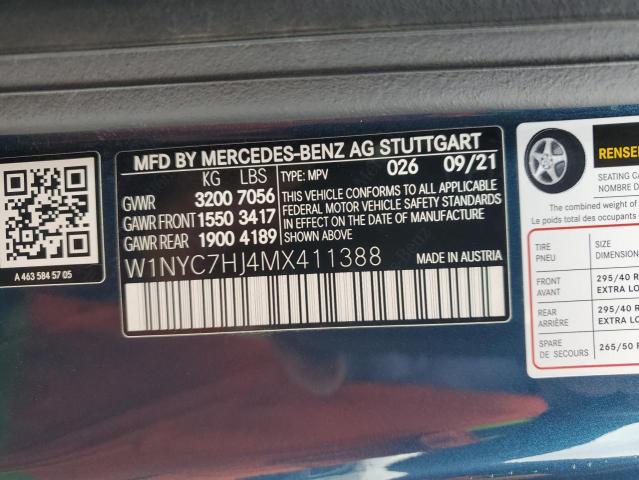 Photo 12 VIN: W1NYC7HJ4MX411388 - MERCEDES-BENZ G-CLASS 