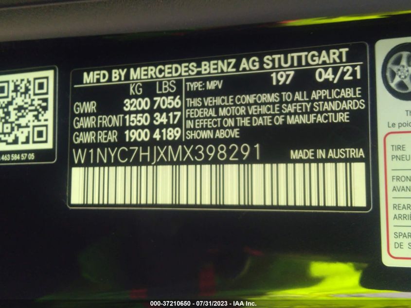 Photo 8 VIN: W1NYC7HJXMX398291 - MERCEDES-BENZ G-KLASSE 