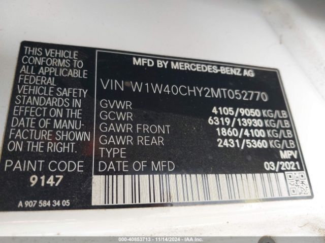 Photo 8 VIN: W1W40CHY2MT052770 - MERCEDES-BENZ SPRINTER 