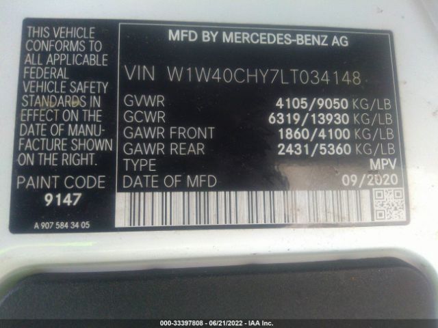 Photo 8 VIN: W1W40CHY7LT034148 - MERCEDES-BENZ SPRINTER VAN 