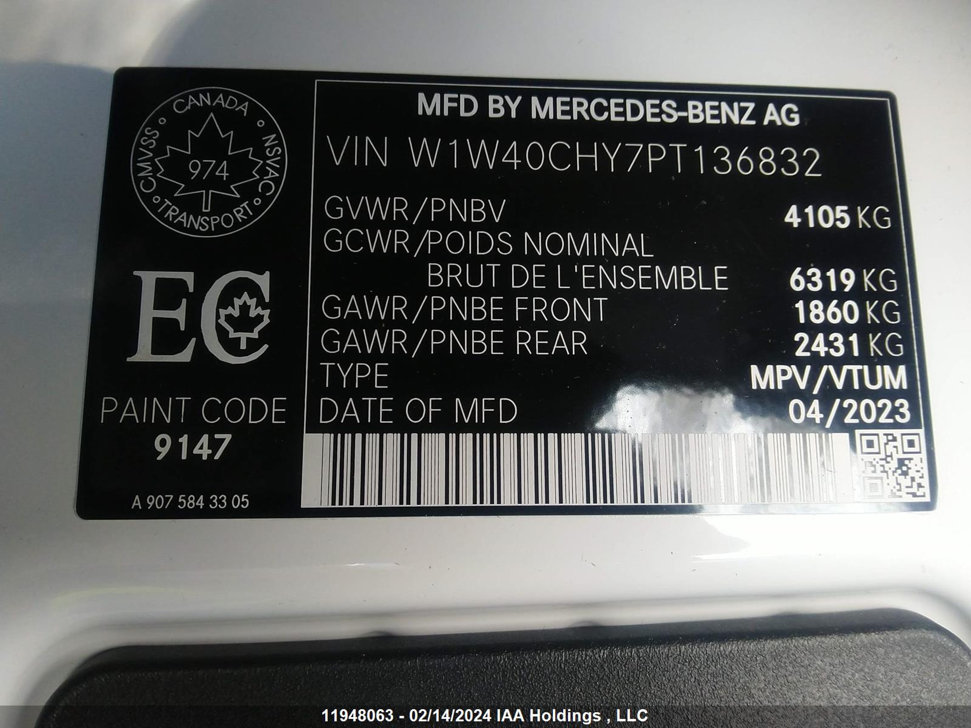 Photo 8 VIN: W1W40CHY7PT136832 - MERCEDES-BENZ SPRINTER 