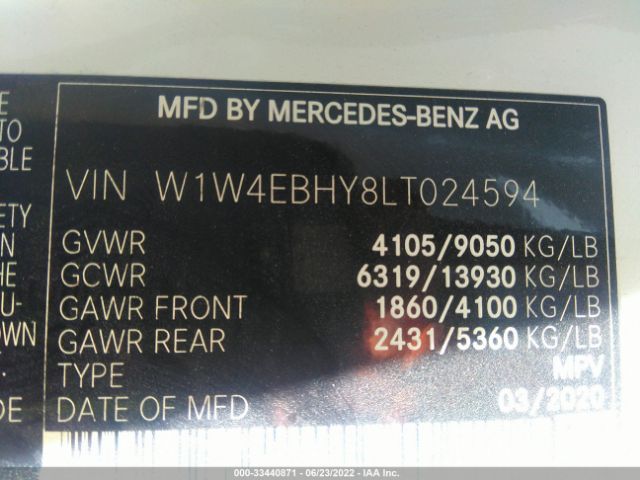 Photo 8 VIN: W1W4EBHY8LT024594 - MERCEDES-BENZ SPRINTER VAN 