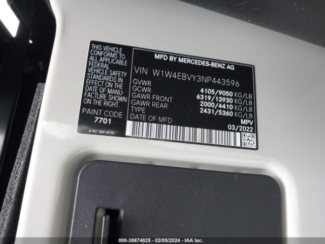 Photo 8 VIN: W1W4EBVY3NP443596 - MERCEDES-BENZ SPRINTER 2500 