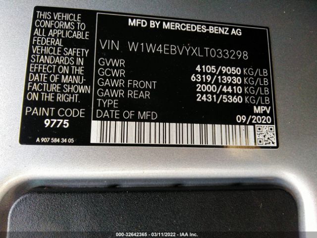 Photo 8 VIN: W1W4EBVYXLT033298 - MERCEDES-BENZ SPRINTER VAN 