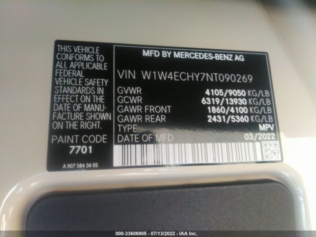 Photo 8 VIN: W1W4ECHY7NT090269 - MERCEDES-BENZ SPRINTER VAN 