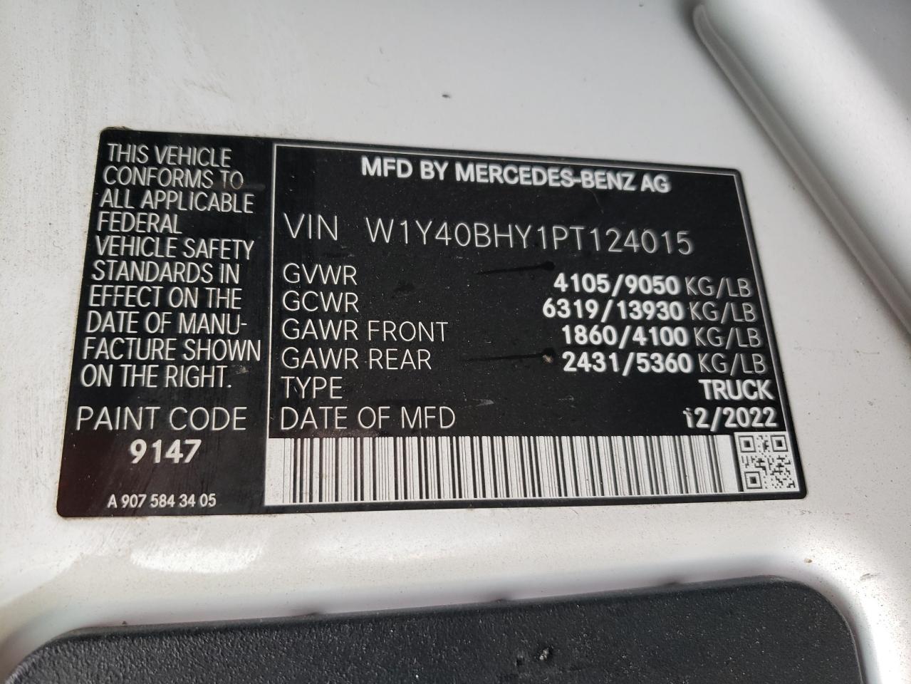 Photo 12 VIN: W1Y40BHY1PT124015 - MERCEDES-BENZ SPRINTER 