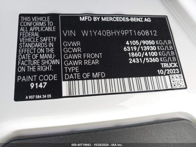 Photo 8 VIN: W1Y40BHY9PT160812 - MERCEDES-BENZ SPRINTER 