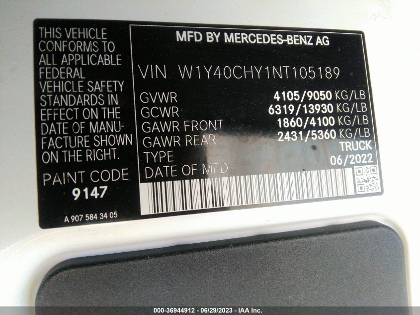 Photo 8 VIN: W1Y40CHY1NT105189 - MERCEDES-BENZ SPRINTER 