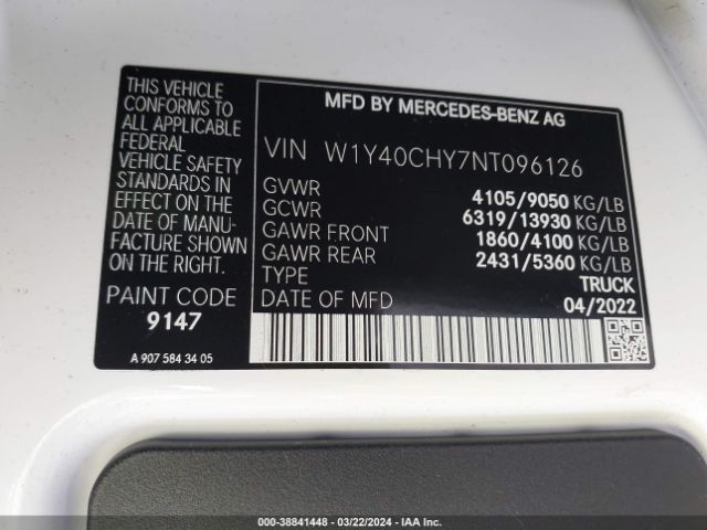 Photo 8 VIN: W1Y40CHY7NT096126 - MERCEDES-BENZ SPRINTER 2500 