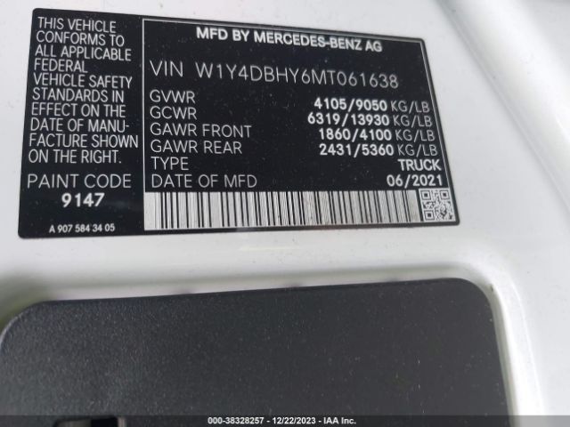 Photo 8 VIN: W1Y4DBHY6MT061638 - MERCEDES-BENZ SPRINTER 2500 