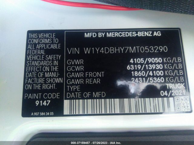 Photo 8 VIN: W1Y4DBHY7MT053290 - MERCEDES-BENZ SPRINTER CARGO VAN 