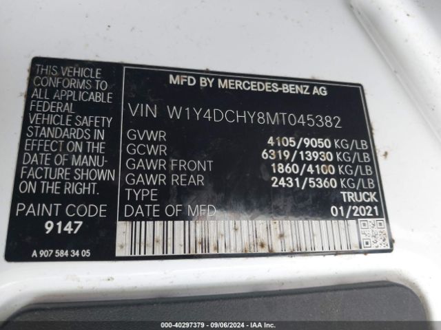 Photo 8 VIN: W1Y4DCHY8MT045382 - MERCEDES-BENZ SPRINTER 