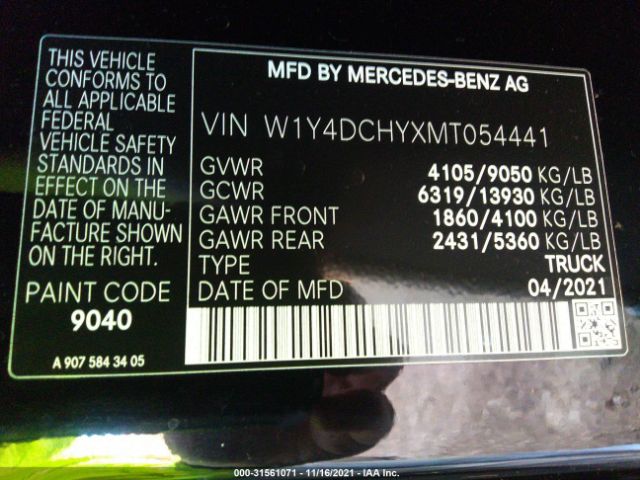 Photo 8 VIN: W1Y4DCHYXMT054441 - MERCEDES-BENZ SPRINTER CARGO VAN 