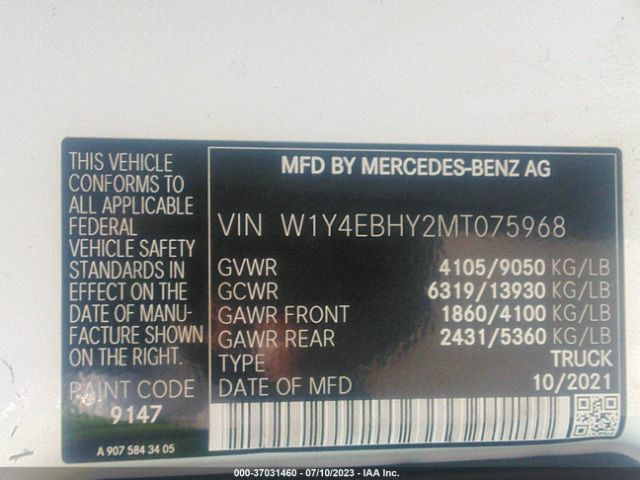 Photo 8 VIN: W1Y4EBHY2MT075968 - MERCEDES-BENZ SPRINTER 2500 