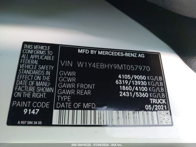 Photo 8 VIN: W1Y4EBHY9MT057970 - MERCEDES-BENZ SPRINTER 2500 