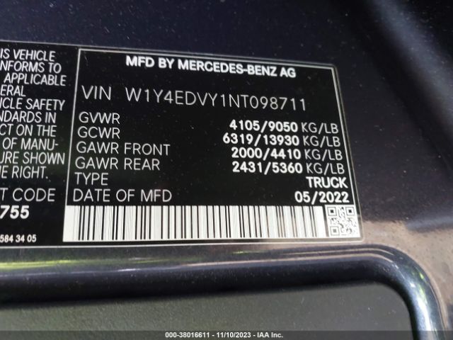 Photo 8 VIN: W1Y4EDVY1NT098711 - MERCEDES-BENZ SPRINTER CARGO VAN 