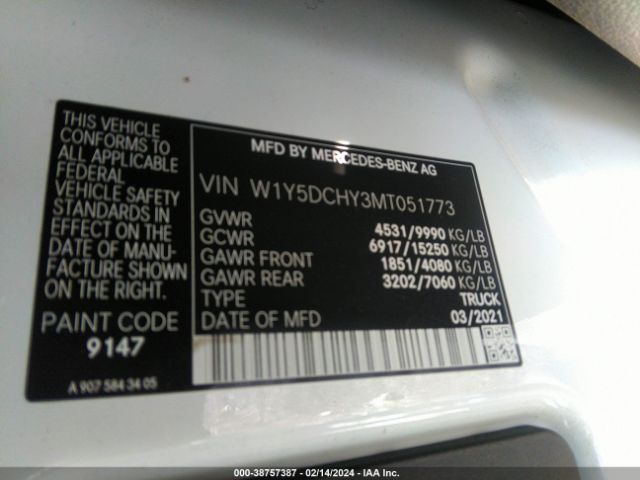 Photo 8 VIN: W1Y5DCHY3MT051773 - MERCEDES-BENZ SPRINTER 3500 