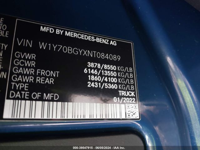 Photo 8 VIN: W1Y70BGYXNT084089 - MERCEDES-BENZ SPRINTER 