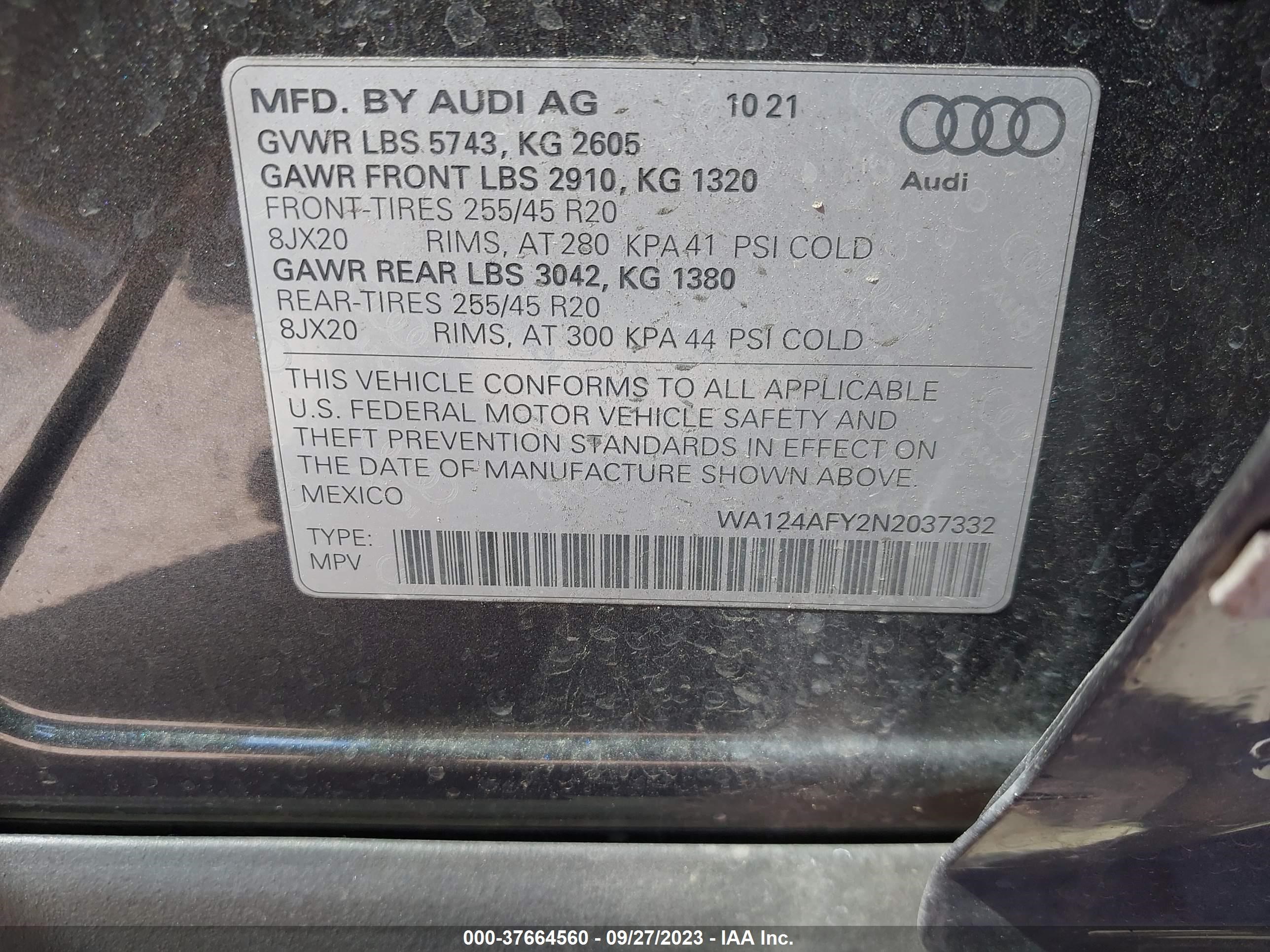 Photo 8 VIN: WA124AFY2N2037332 - AUDI SQ5 