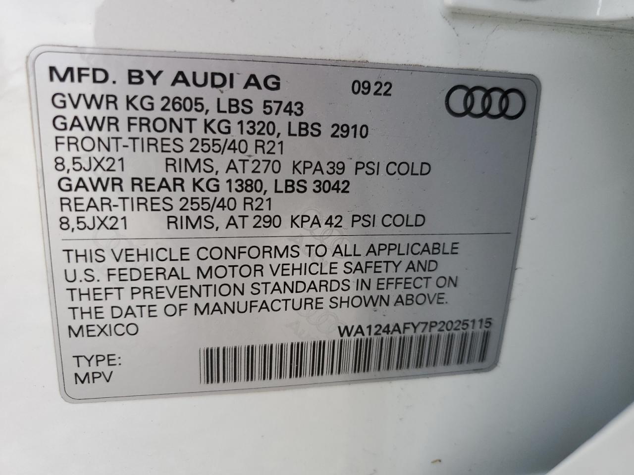 Photo 12 VIN: WA124AFY7P2025115 - AUDI SQ5 SPORTBACK 