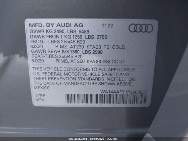 Photo 8 VIN: WA14AAFY1P2063957 - AUDI Q5 SPORTBACK 