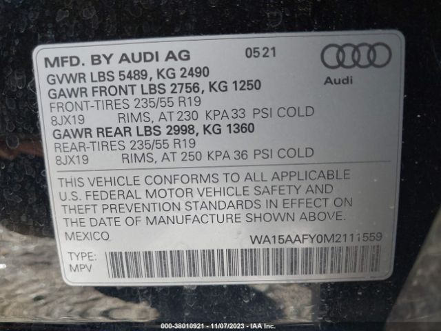 Photo 8 VIN: WA15AAFY0M2111559 - AUDI Q5 SPORTBACK 