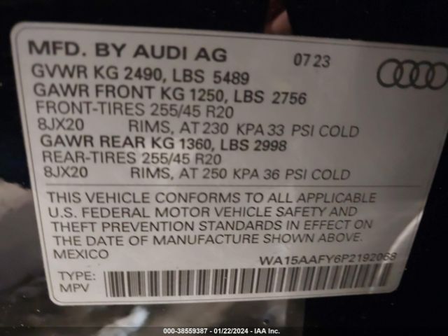 Photo 8 VIN: WA15AAFY6P2192068 - AUDI Q5 SPORTBACK 