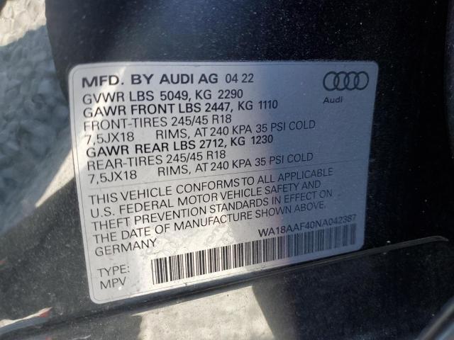 Photo 13 VIN: WA18AAF40NA042387 - AUDI A4 