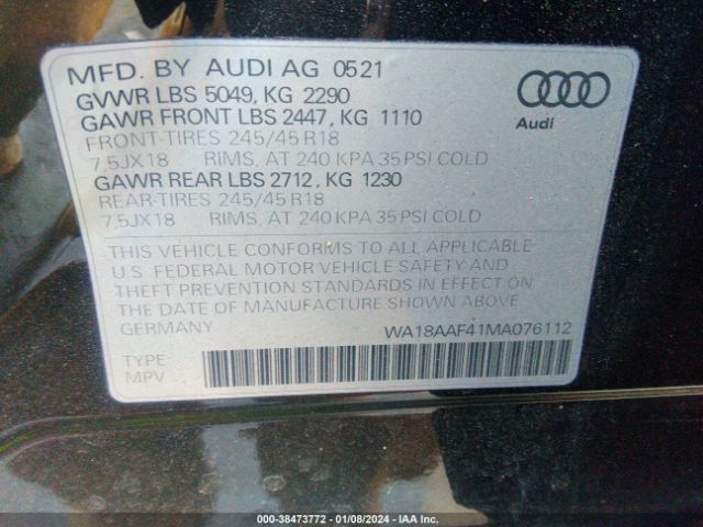 Photo 8 VIN: WA18AAF41MA076112 - AUDI A4 ALLROAD 