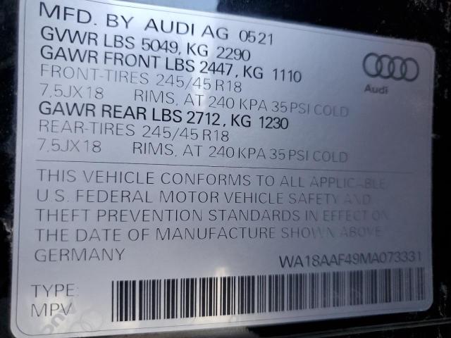 Photo 11 VIN: WA18AAF49MA073331 - AUDI A4 