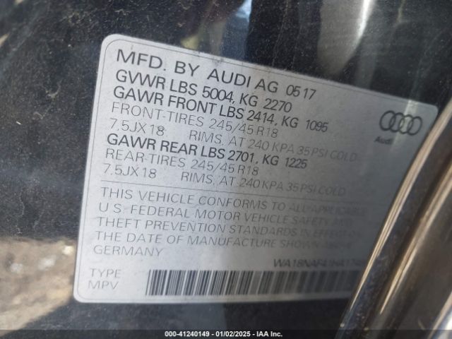 Photo 8 VIN: WA18NAF41HA174843 - AUDI A4 ALLROAD 