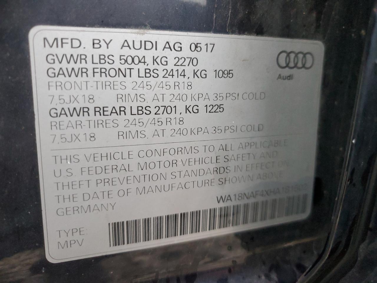 Photo 11 VIN: WA18NAF4XHA181502 - AUDI A4 