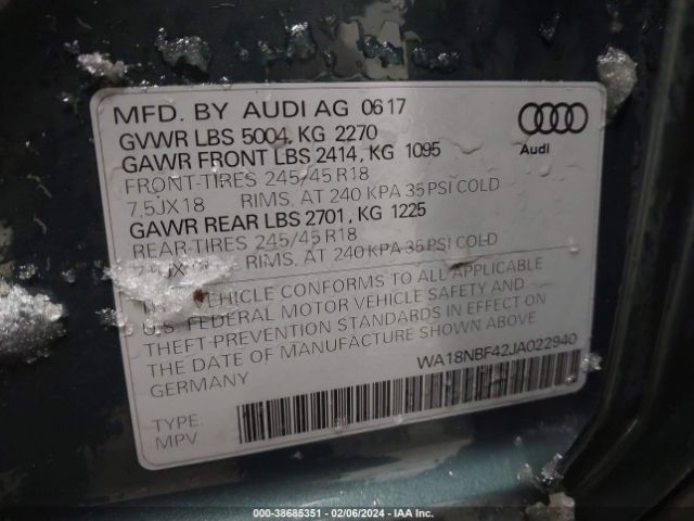 Photo 8 VIN: WA18NBF42JA022940 - AUDI A4 ALLROAD 