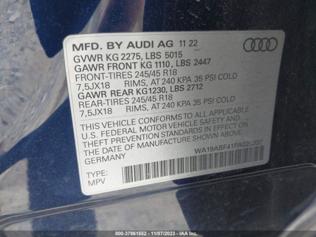 Photo 8 VIN: WA19ABF41PA029337 - AUDI A4 ALLROAD 