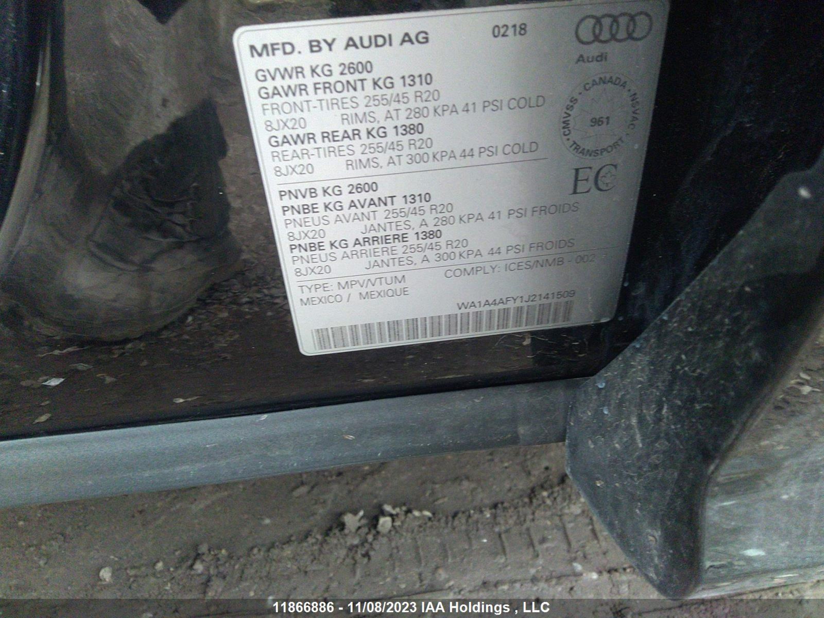 Photo 8 VIN: WA1A4AFY1J2141509 - AUDI SQ5 