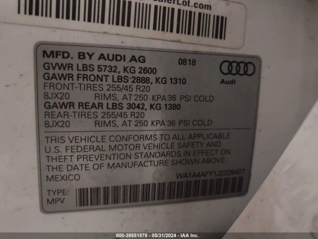 Photo 8 VIN: WA1A4AFY1J2228407 - AUDI SQ5 