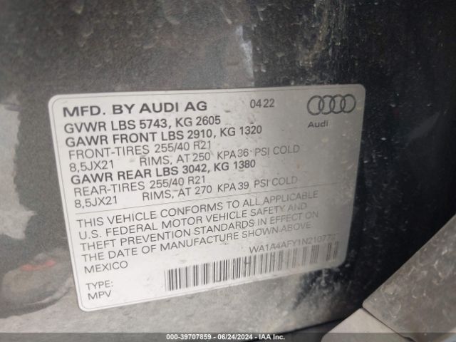 Photo 8 VIN: WA1A4AFY1N2107737 - AUDI SQ5 